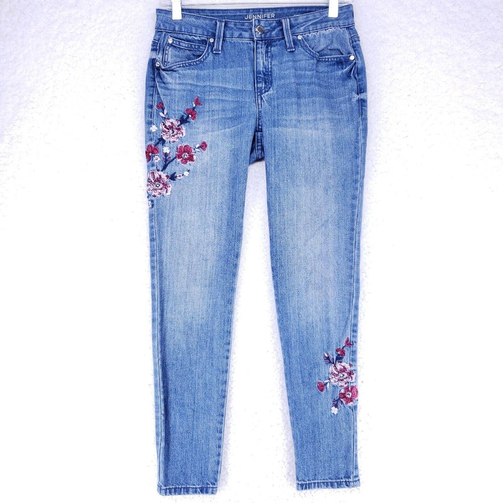 Jennifer Lopez Skinny Ankle Floral Jeans Women Size 2 Mid Rise Denim Casual Pant